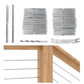 Mzz215 Muzata 50pack 1/8 Inch Swage Lag Screws Left And Right Cable Railing Silver