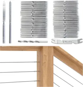 Mzz599 Muzata 30 Pack 1/8 Inch Cable Railing Hardware Kit Swage Lag Silver