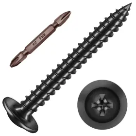 Mywish 313053718755 200pcs #8 1-1/2 Inch Phillips Truss Head Wood Screws 1 1/2 Black