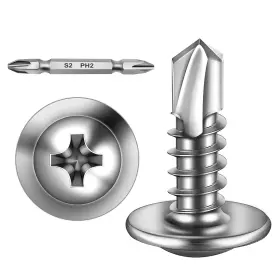 410hszw-silver-m4.2-16-300ps Mywish 300pcs #8x5/8 Self Tapping Screws For Metal Inch 300 Pcs Silver