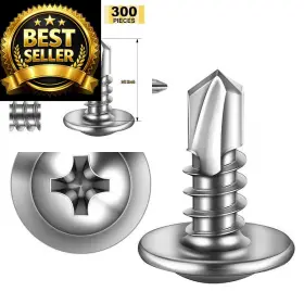 410hszw-silver-m4.8-13-300ps Mywish 300pcs #10 1/2 Inch Self Tapping Screws For #10x1/2 300 Pcs Silver