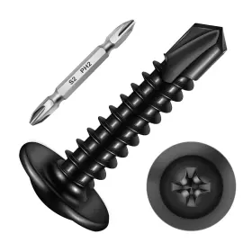 Mywish 810155650087 200pcs #10 1 Inch Black Self Tapping Screws For #10x1 200 Pcs