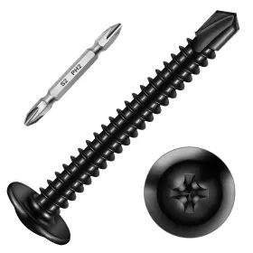 Mywish 810155651633 500pcs #8 1-1/2 Inch Black Self Tapping #8x1-1/2 500 Pcs