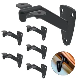 Naceture 850050322559 Hand Rail Brackets For Stairs- 6 Pcs Heavy Duty Black Handrail I