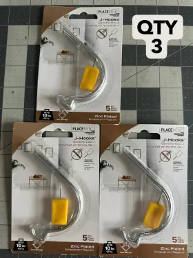 N260-115 National Hardware 3-pack Lot 5/pc Easy Drywall Hanging J-hook Tool Free