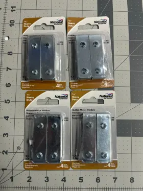 N260-380 National Hardware New 4-pack Lot Hidden Mirror Holder Metal 2-3/8 Inch