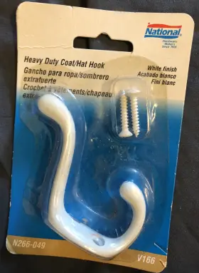 N266-049 National Hardware Heavy Duty Oval Head Coat And Hat Hook White