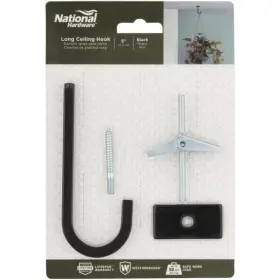 National Hardware N275-510 5 Inch Black Steel Long Ceiling Plant Hook