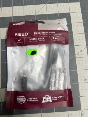 N337-903 National Hardware New 2-piece Reed 4 Inch Multipurpose Hook Matte Black