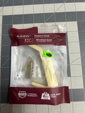 N337-920 National Hardware Open Box Reed Geometric Wall Hook Brushed Gold