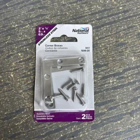 N348-326 National Hardware Flat Corner Brace Stainless Steel 2 Inch X 3/8