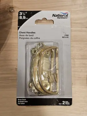N213-421 National Hardware V1864 Chest Handles 2 Pcs 3.5 Inch Brass Finish