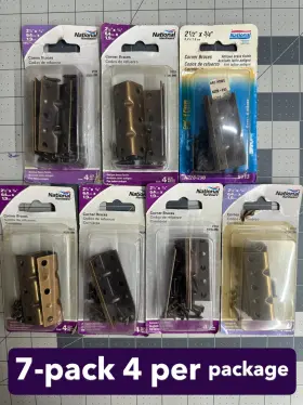 N226-290 National Mfg. 7-pack 4/pc Hardware Corner Brace 2-1/2 Inch X 3/4 Antique Brass