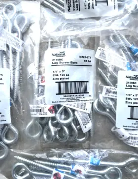 N220-673 National 10 -steel Zinc Plated 1/4 Inch Dia X 5 Long 1/2 Dia. Eye Lag Screw N220673