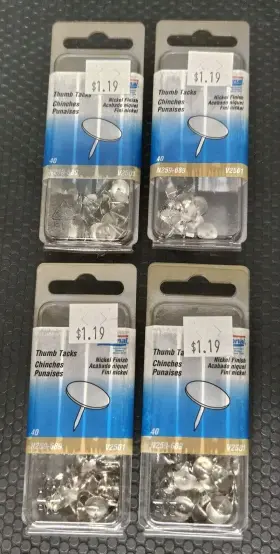 N259-689 National New Lot Of 160 Mfg. Nickel Finish Thumb Tacks