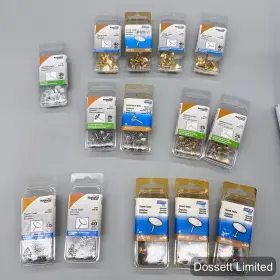 N259-697 National Lot Of Mfg. Brass Nickel White Asst Colors Thumb Tacks And Upholstery