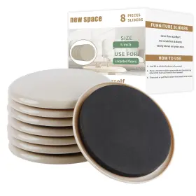 B0c85mfg5k New Space 8 Pcs 5 Inch Round Heavy-duty Reusable Furniture Sliders For Carpet Moving
