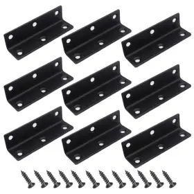Nfzunw 760329032273 10 Pcs Black Corner Brace 3-1/8 Inch Metal Mending Plate Stainless Steel Ri
