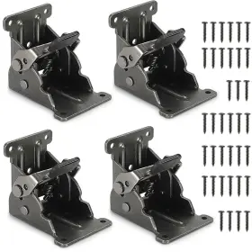 Ni0021 Nicavkit 4 Pack Folding Brackets For Table Bed Leg Feet Self-lock Hinge Hardware With