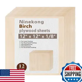 Ninekong B0dlnjrp9l 12 Pack Birch Plywood Sheets 1/812x12x1/8 Inch Sheets3mm