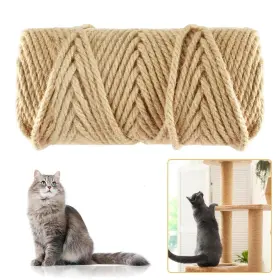 Niserelesa 751390904859 164ft/50m Natural Sisal Rope For Cat Scratching Posts 6mm Thick Ju... Fast Ship