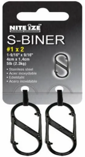 Sb1-2pk-01 Nite Ize S-biner Carabiner Clip #1 Black 2-pk. -