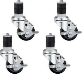 C-srg-3a Nobrand 1-1/2 Inch Expanding Stem Caster With Side Brake - 3 Wheel 530lbs Set Of 4
