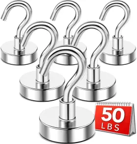 E20-8 Nobrand 50lb Heavy Duty Magnetic Hooks 6-pack