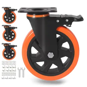 Hdcc006 Nobrand Heavy Duty 6 Inch Casters 3000 Lbs Set Of 4 With Brake Polyurethane Foam Wheels