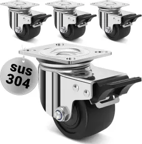 Lj-bxgdzx-3in Nobrand 3 Inch Heavy Duty Stainless Steel Caster Wheels With Brakes Set Of 4