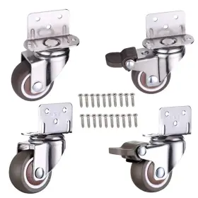 Gu004 Norgail 4 Pack 1.5 Inch Small L-shaped Plate Swivel Caster Combo Tpr Rubber Wheel Me