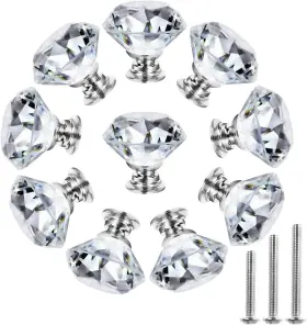 Northern Brothers 612677447370 Cabinet Knobs - Crystal Dresser 10 Pack 30mm Silver