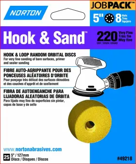 P220-grit Norton 49218 5 Inch Multisand Hook And Sand 8-hole Sanding Disc 25-pack