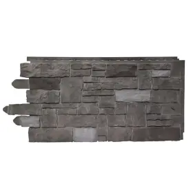 100145013 Novik Faux Stone Siding 20.25 Inch X45 Artisan Cut Polymer Panel Composite Ash