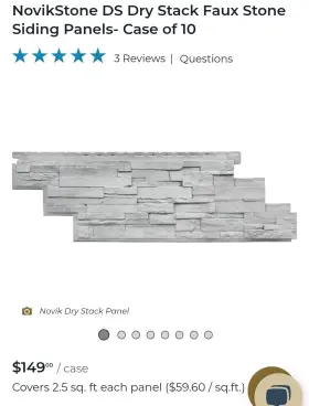 Novik 313042310311 Dry Stacked Stone Travertine Vinyl Siding 10 Pack Professional Grade