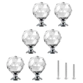 03001 Octinpris 6pcs Clear Crystal Glass Door Knobs Round Round-6pack Transparent