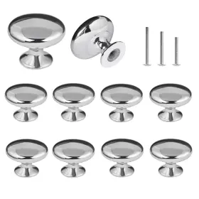 Octinpris Ch-silver-10p 10x Polished Chrome Cabinet Hardware Round Mushroom 10 Pack Silver
