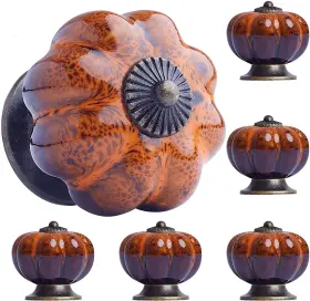 Aolayan2021402 Olaya Cabinet Knobs 6 Pack Glazed Ceramic With Pumpkin Orange