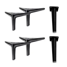 Onetan 023688034471 6 Inch Black Finish Metal Legs Sturdy Replacement For Sofa &