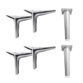 Onetan 023688034495 6 Inch Silver Finish Metal Legs Sturdy Replacement For Sofa &