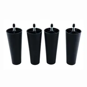 Onetan 658848151707 Round Solid Plastic Furniture Legs 5 Inch High For Bed Black Set Of 4