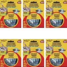 50652 Ook 6 Packs Lot Small Sawtooth Picture Hangers With Nails Tidy Tin 25 Sets