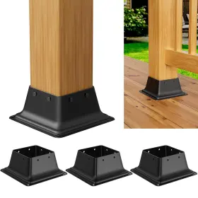 Origle 738061236167 4x4 Post Base 4pcs Internal 3.6 Inch X3.6 Heavy Duty -coated Steel Bracket
