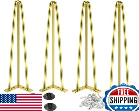 B0cly4gfmf Osring 34 Inch Gold Hairpin Table Legs 1/2 Dia 3-rod Metal Furniture