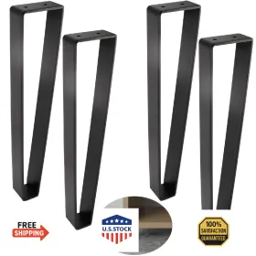 B0ct5fgvr6 Osring 18 Inch Trapezoid Steel Furniture Legs 4pcs - Hairpin Design 500lb Capacity