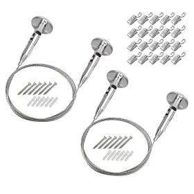 Ottff 712166609170 2 Pack 6.5 Ft Stainless Steel Suspension Hanging Cable With 20 Clips Adjusta