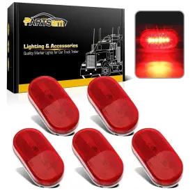 Partsam Gtcv-0150247184 5pcs 12v 4 Inch Oblong Red Side Marker Clearance Lights 6 Diodes With