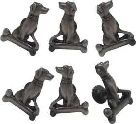 Paxar 616814027838 Cabinet Knobs Dog Knob 6 Pcs Animal Single Hole Handle Ancient Tin Color