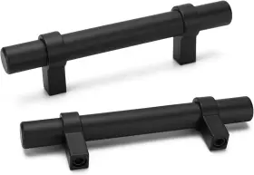 Peaha 710328015487 6 Pack Black Cabinet Pulls 3 Inch Hole Center 3in 76mm