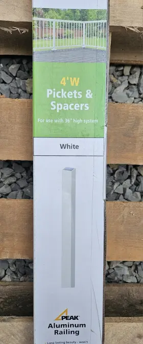 Aluminum-36200 Peak 36200 Aluminum Railing Stair Picket And Spacer 4 Ft. White